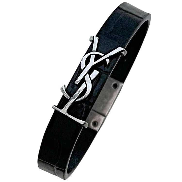 サンローラン ブレスレット ブラック カサンドラ 2023 3 03525 708815 AACJ8 美品 Mサイズ レザー_画像1