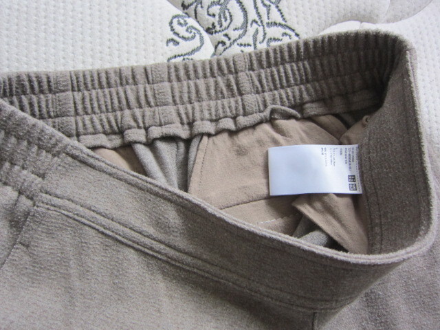 ユニクロ L ボトムス Brand ワイドパンツ 温か素材 パンツ 厚手 冬使用 ブランド UNIQLO ワイドパンツ 茶 ウエストゴム ゆったりパンツ 得_画像8