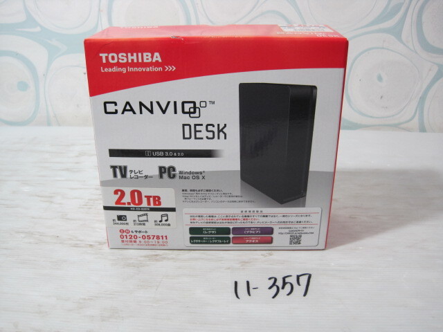 11-357♀TOSHIBA/東芝 CANVIO DESK 外付けハードディスク 2.0TB HD-ED-B20TK ♪未使用♪♀_画像1