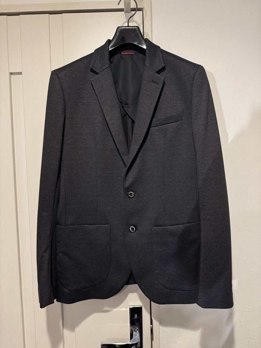 1piu1uguale3 ウノピゥの旅ジャケセットアップグレンチェック黒グレーサイズ５のLサイズ テーラードジャケット_画像1