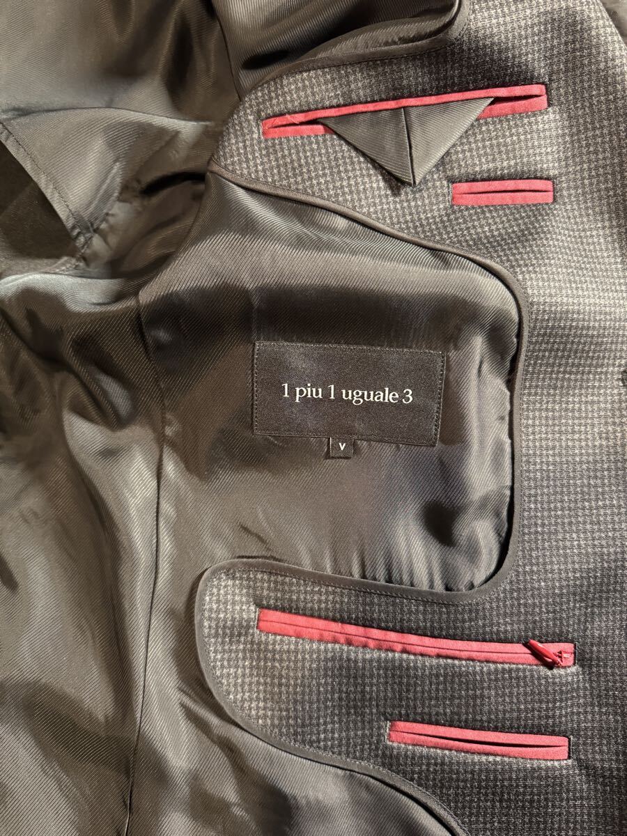 1piu1uguale3 ウノピゥの旅ジャケセットアップグレンチェック黒グレーサイズ５のLサイズ テーラードジャケット_画像3