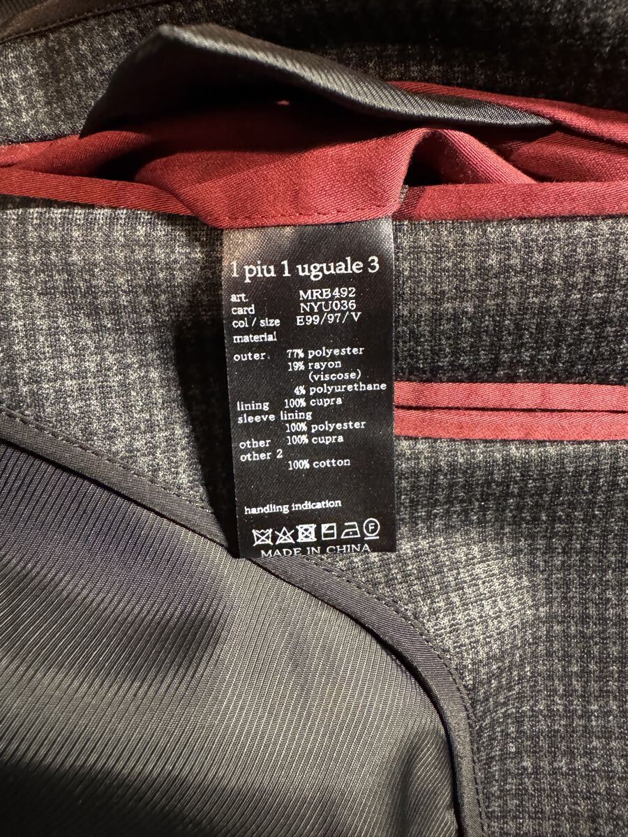 1piu1uguale3 ウノピゥの旅ジャケセットアップグレンチェック黒グレーサイズ５のLサイズ テーラードジャケット_画像5