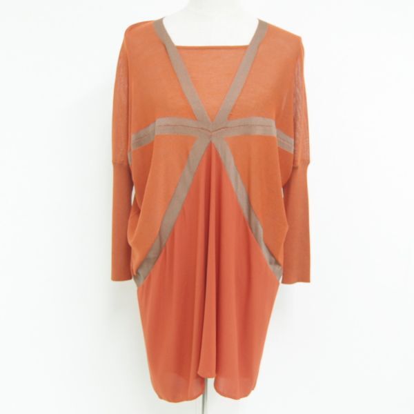 ＃01◇HIROKO KOSHINO ヒロココシノ◇長袖ニット チュニック トップス オレンジ サイズ38 ＃968475_画像1