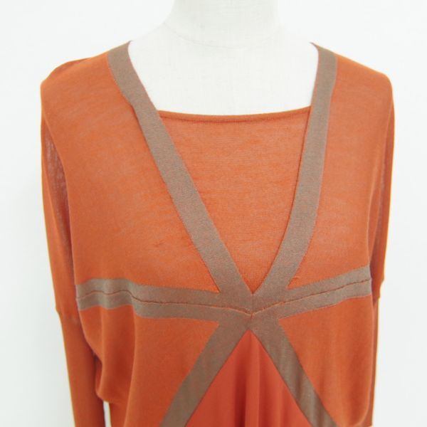 ＃01◇HIROKO KOSHINO ヒロココシノ◇長袖ニット チュニック トップス オレンジ サイズ38 ＃968475_画像4