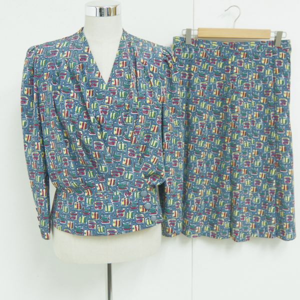 ＃01【即決】◇Leilian レリアン◇セットアップ スカートスーツ スモーキブルー サイズ9 #973234_画像1