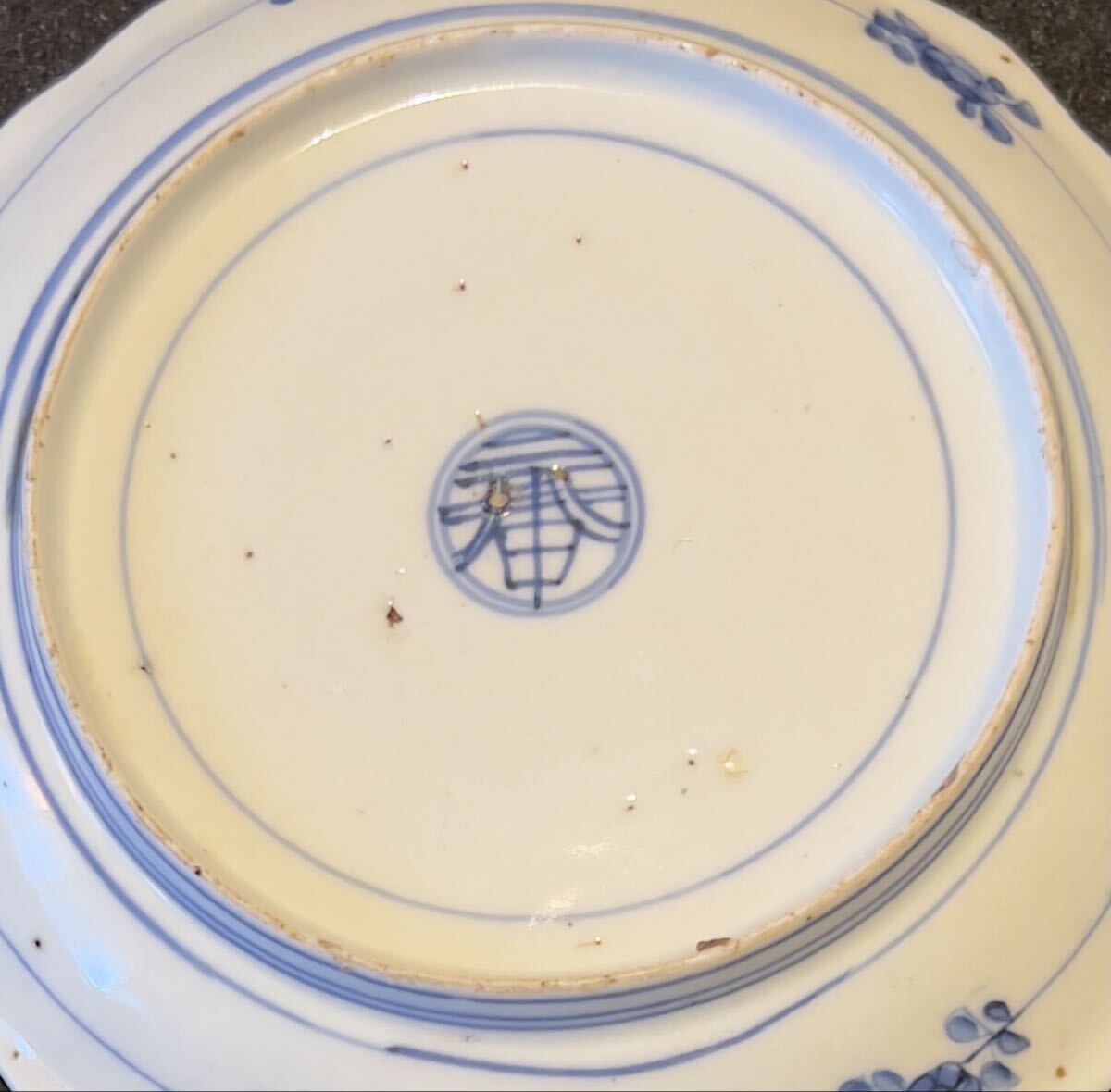 古伊万里 江戸中期 古染付 花鳥紋輪花皿 桐箱付 小皿 骨董品 時代物 _画像5