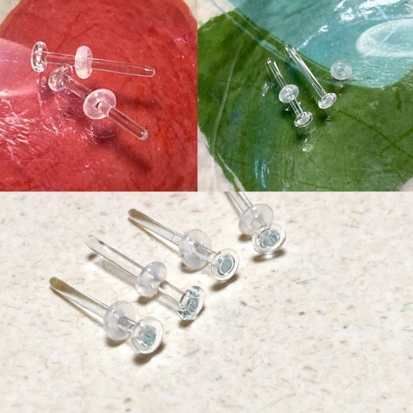 ガラス製 16G 透明 ピアス ボディピアス_画像3