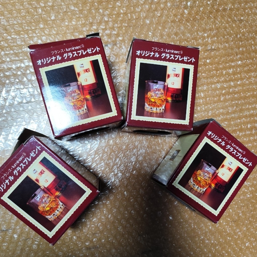 WHITE HORSE ホワイトホース グラス 非売品 リュミナルク ノベルティ 4個セット 昭和レトロ ヴィンテージ ロックグラス luminarc_画像2
