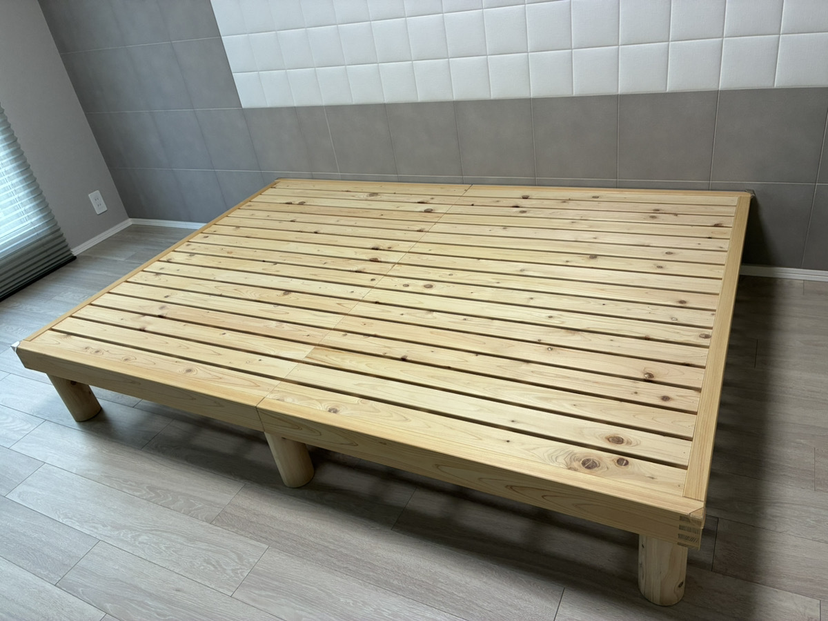 [札幌引取り限定] 桧すのこベッド アース 140cm ダブルベッドサイズ 木製ベッド ひのき 無垢材_画像2
