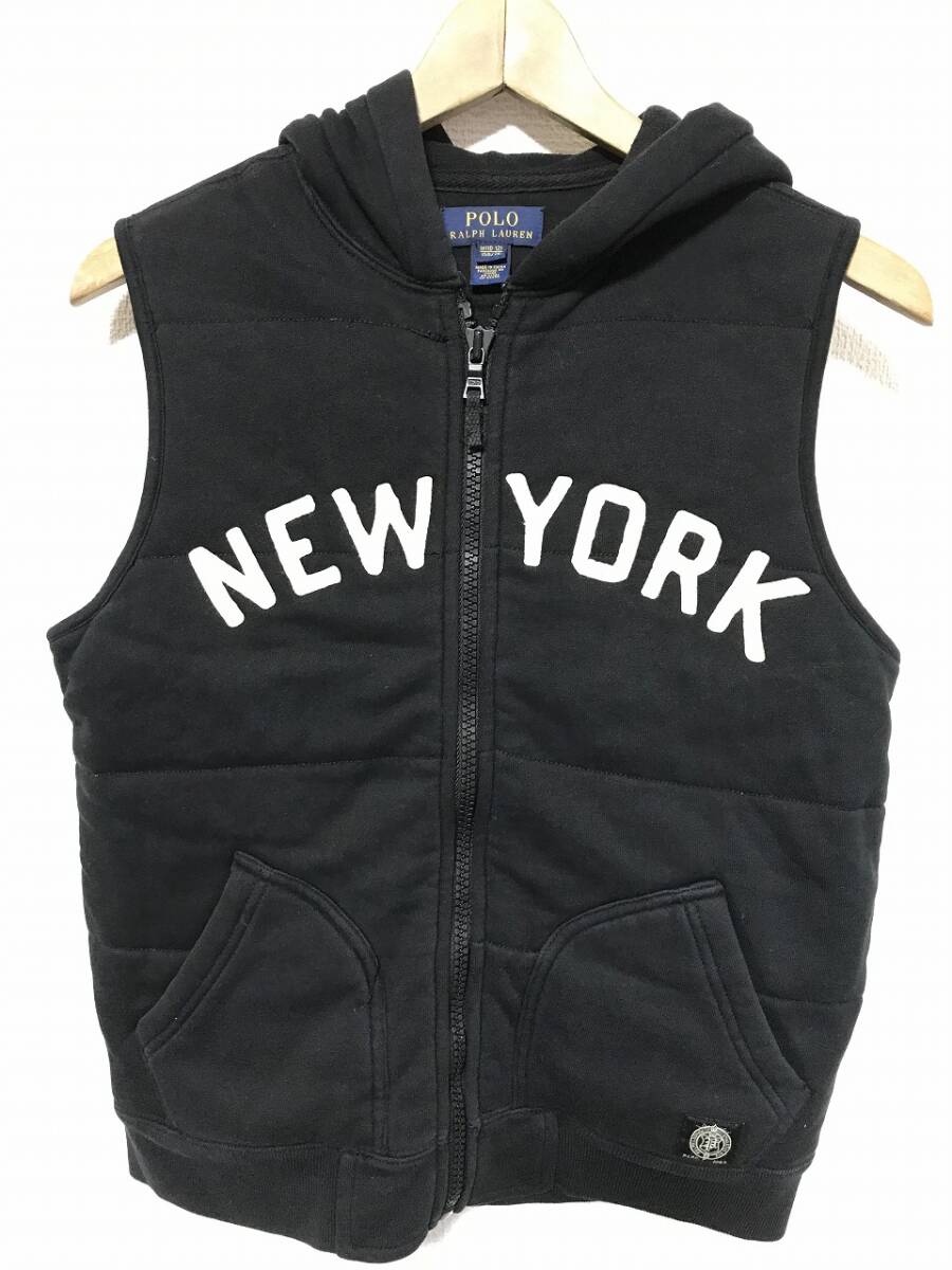 送無♪POLOラルフローレン♪中綿入りフード付きベスト・ブラック・Kid's150_画像1