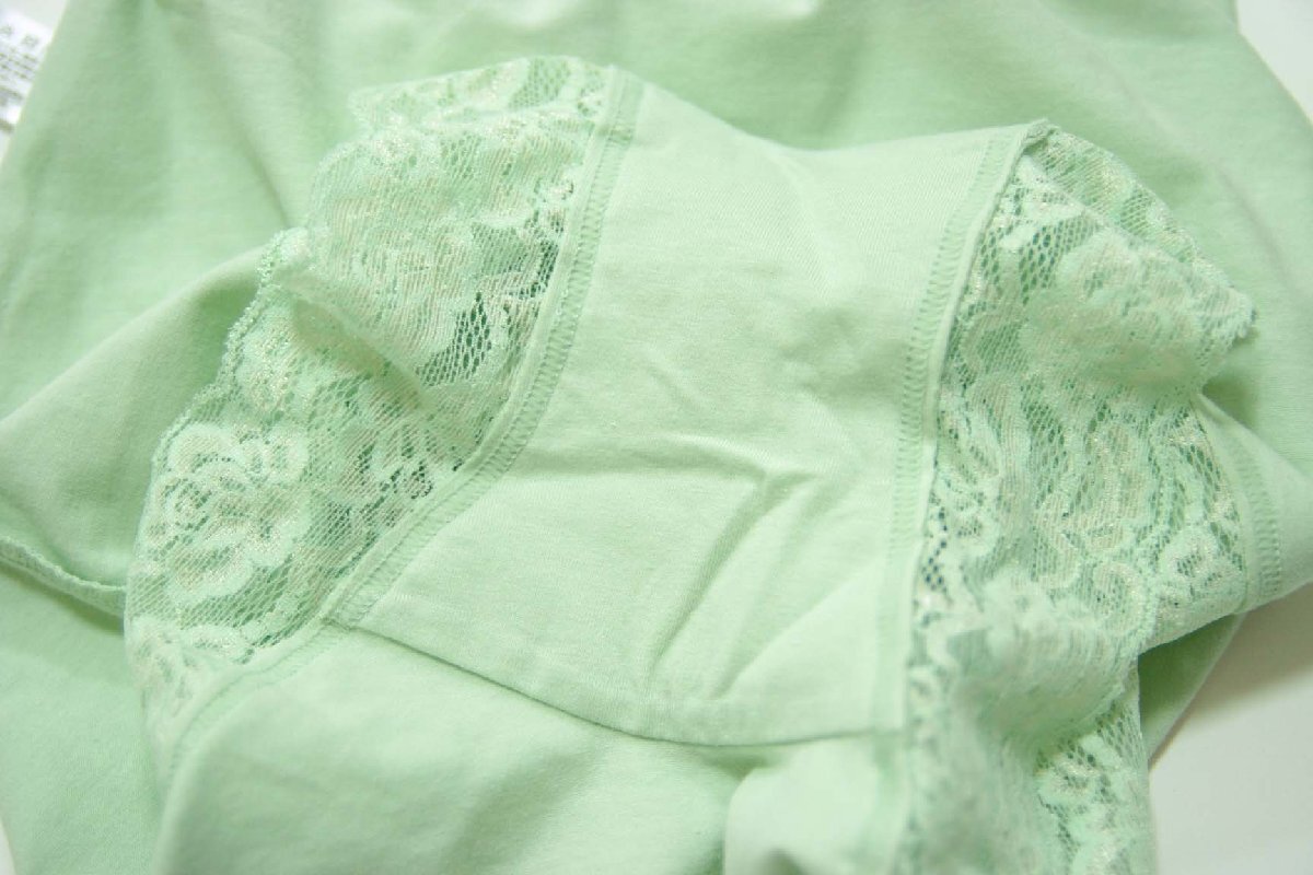 送料無料◆2色組◆お腹すっぽり◆綿９５％◆柔らか１分丈ショーツ(3L/グリーン&ベージュ)◆深履きタイプ◆食い込みにくい幅広レース◆78950_画像6