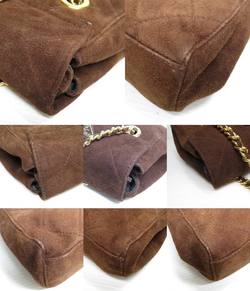 プラダ チェーンショルダーバッグ スエード ブラウン NO.12_画像9