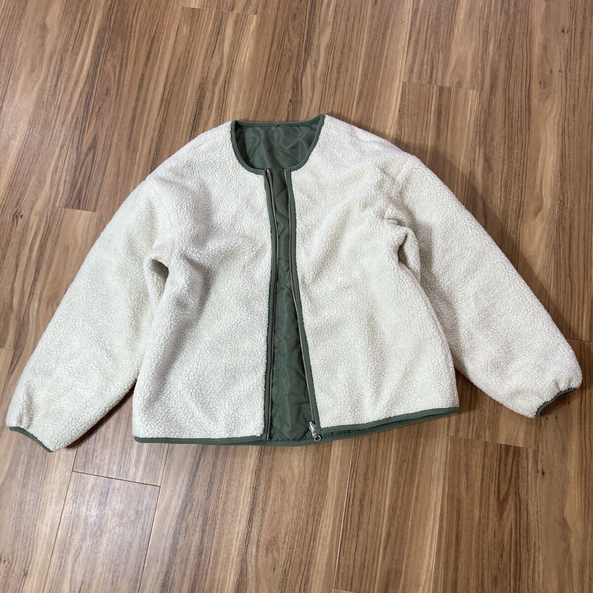 YT3962 MURUA ムルーア マウンテンフーディー 3WAYボアインナーマウンテンパーカー モスグリーン 長袖ライナー ジップアップジャケット_画像5