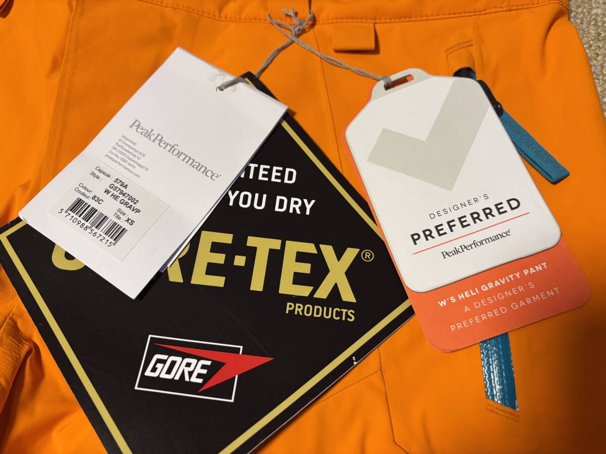 未使用♪スキーパンツ PeakPerformance Heli Gravity Pants G57947002 Woman XS 83C(オレンジ)GORE-TEX、RECCOシステム搭載_画像3