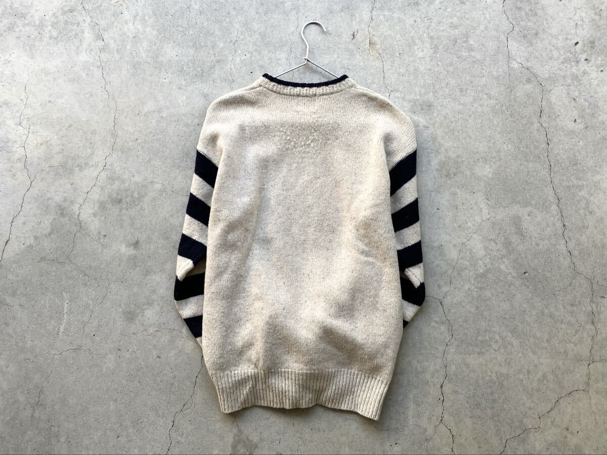 SINA COVA シェットランド ウールニットセーター M シナコバ メンズ 刺繍 ワッペン_画像2