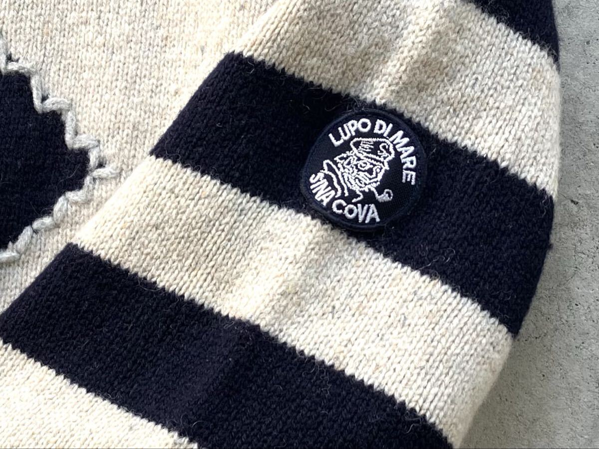 SINA COVA シェットランド ウールニットセーター M シナコバ メンズ 刺繍 ワッペン_画像7