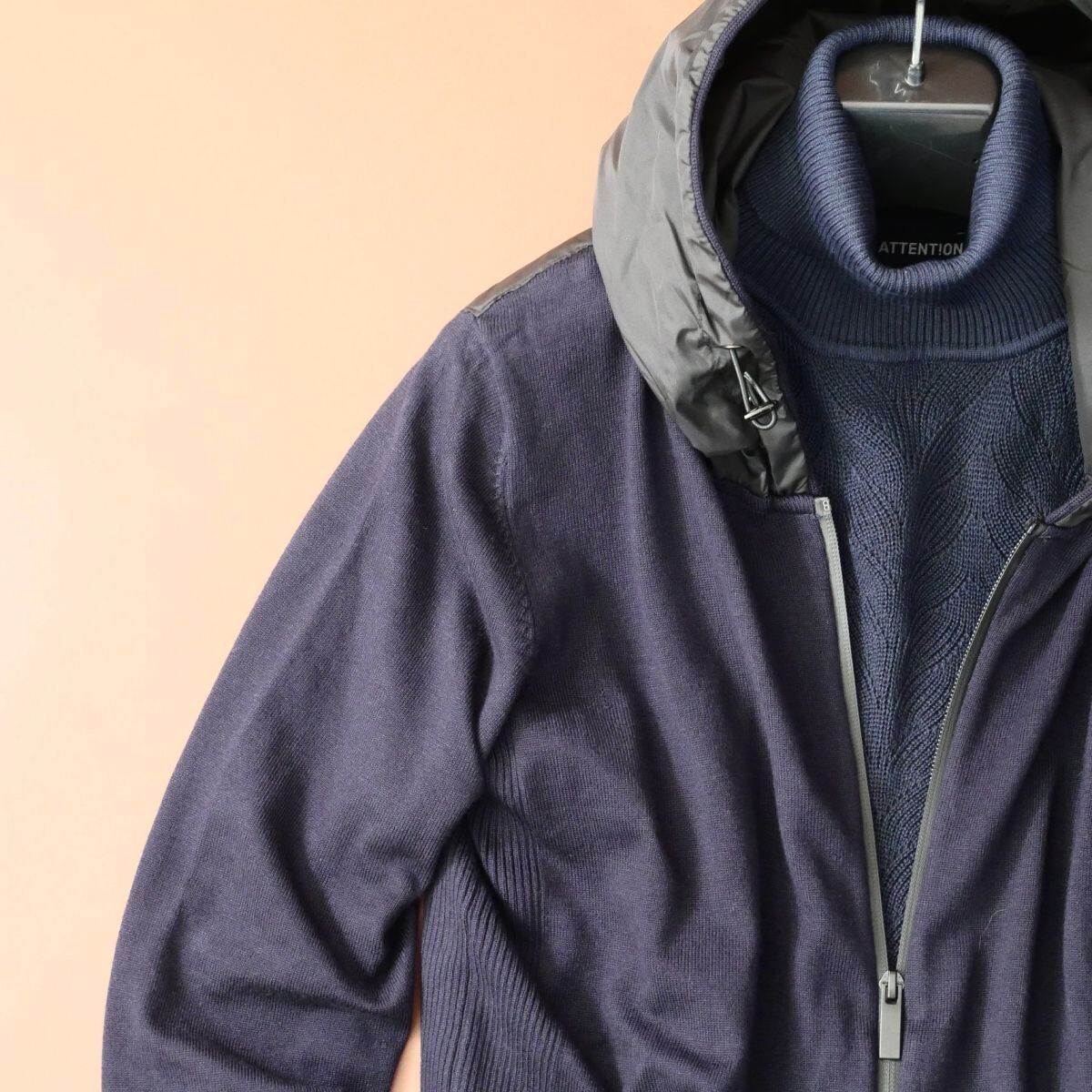 終了日午後6時迄ご入札●dr019●M●XXL●選択可●プレフォール●イタリアの街着●フーデッドジップジャケット●ダークネイビー_画像4