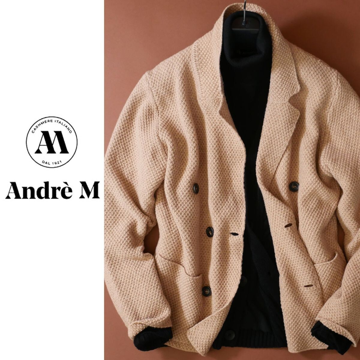 終了日午後6時迄ご入札●dr103B●イタリア製熟練ブランド●カシミヤ混紡●ラグジュアリーニットジャケット●48_画像1