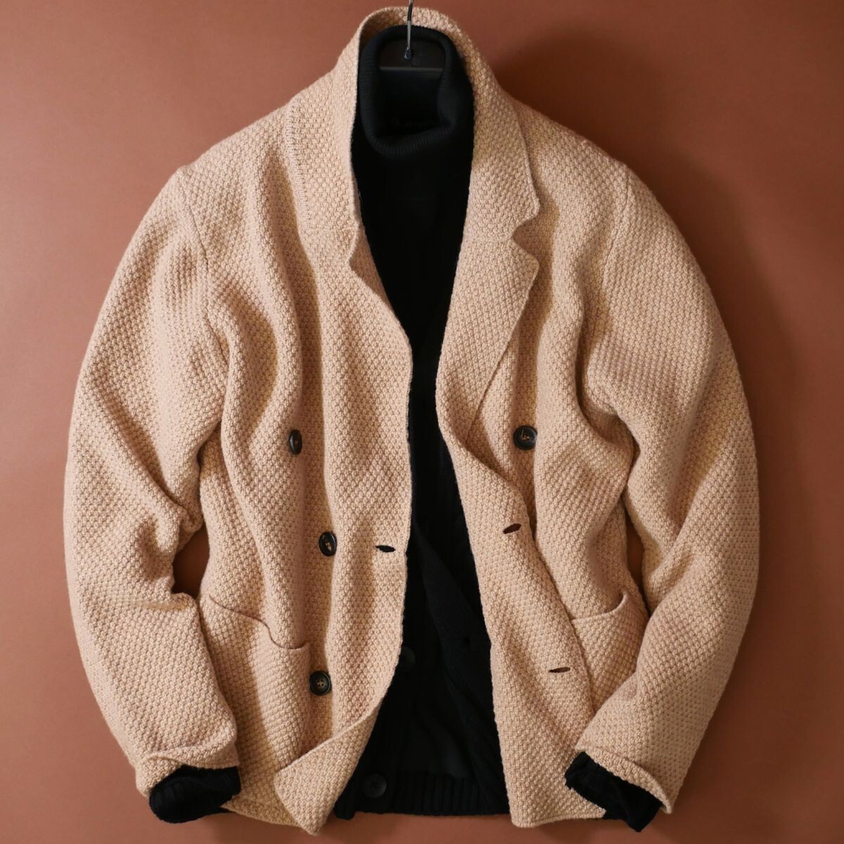 終了日午後6時迄ご入札●dr103B●イタリア製熟練ブランド●カシミヤ混紡●ラグジュアリーニットジャケット●48_画像2