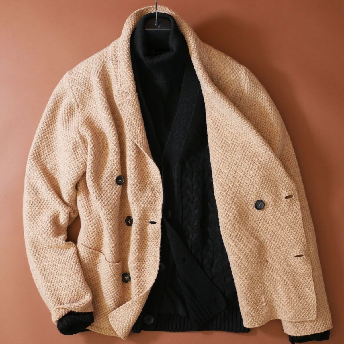 終了日午後6時迄ご入札●dr103B●イタリア製熟練ブランド●カシミヤ混紡●ラグジュアリーニットジャケット●48_画像6