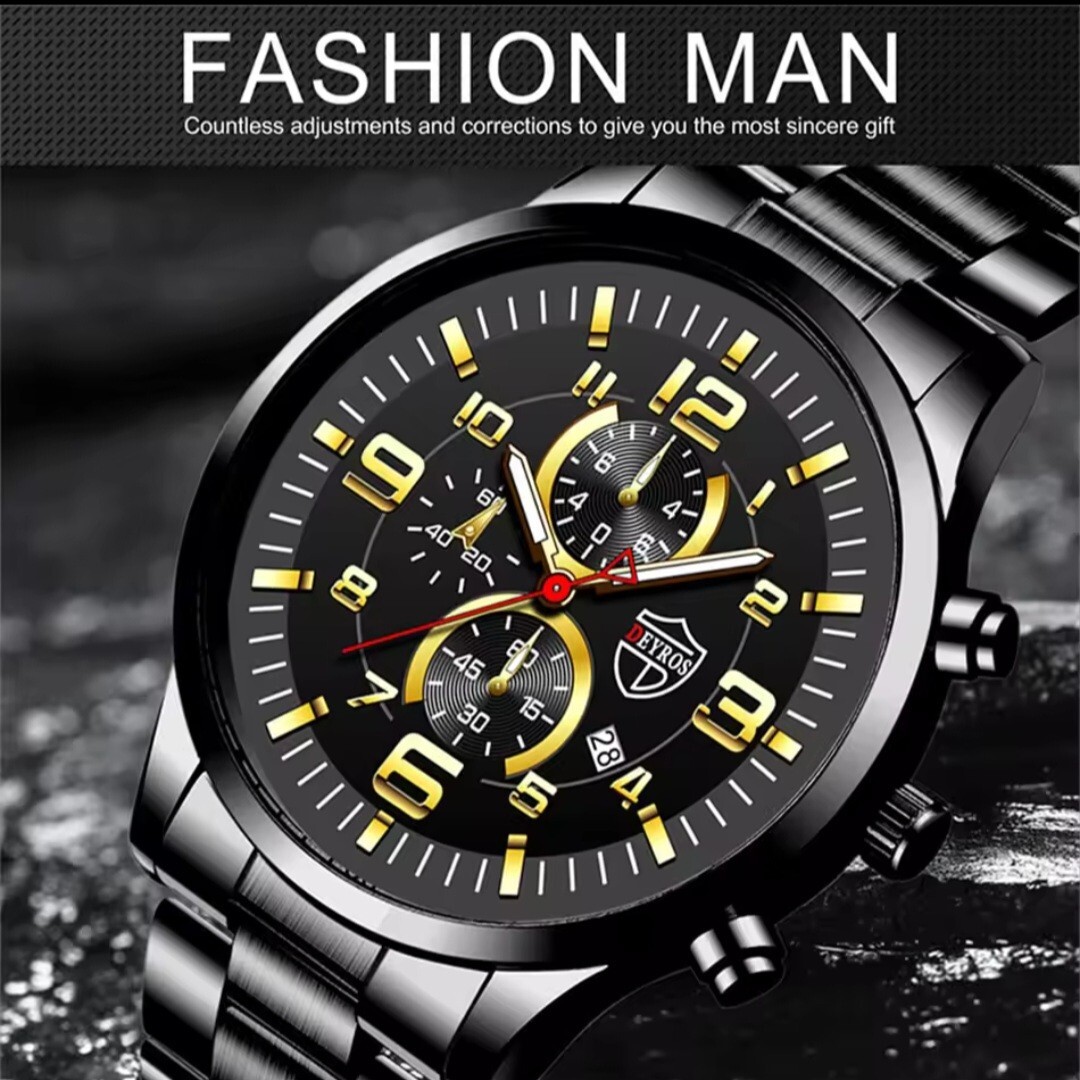 ⑪　即決 送料無料 ■DEYROS ■ メンズ 腕時計　検索 ウォッチ ビジネス フルスチール クォーツ トップブランド ラグジュアリー カジュアル_画像1