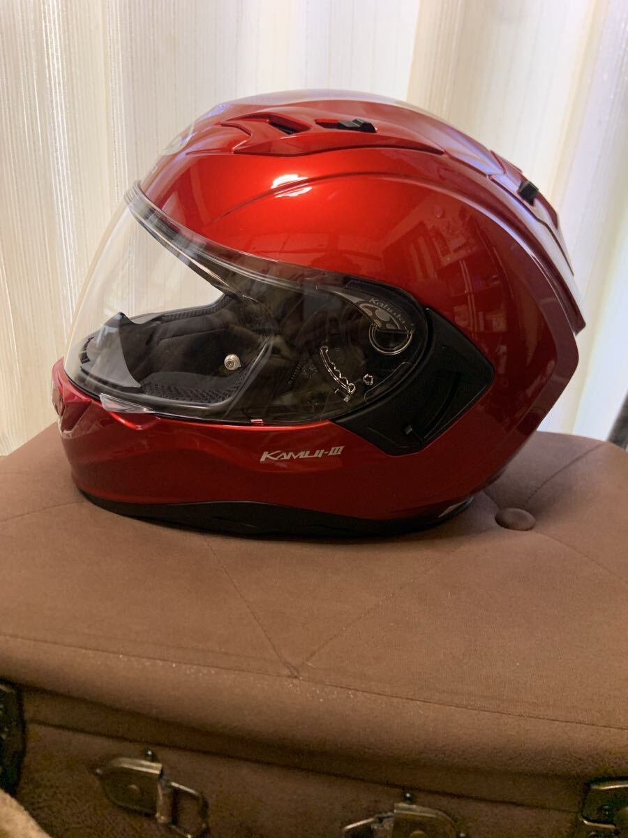 2回使用の美品です。 カムイ3 Sサイズ　55〜56 OGK KABUTO カブト フルフェイスヘルメット レッド _画像2