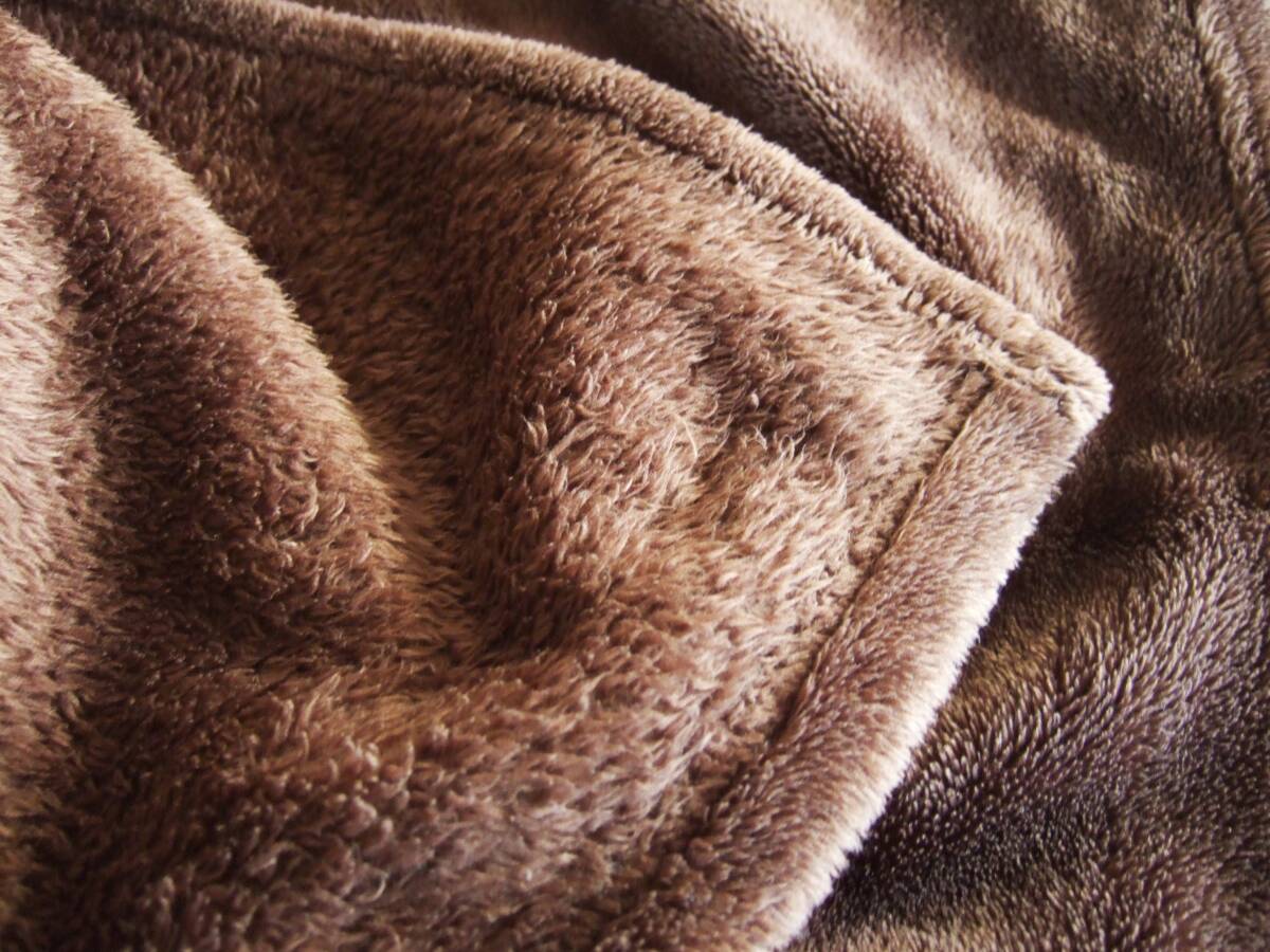 ニューマイヤー毛布　掛け毛布　シングル　ブラウン　無地　ボア　厚地 断熱 保湿 厚手　洗える　ウォッシャブル　USED　クリーニング済み_画像6