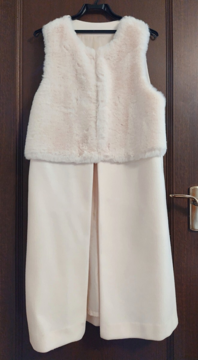 美品 ロングジレ ファー М ボア アイボリー フェイクファー noa-ge_画像1
