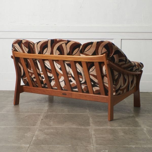 IZ96241N★オールドマルニ ヴィンテージ 2人掛け ソファ ラブソファ 2P ソファ 2シーター 長椅子 木製 maruni 孔雀 国産 ビンテージ 天然木_画像4