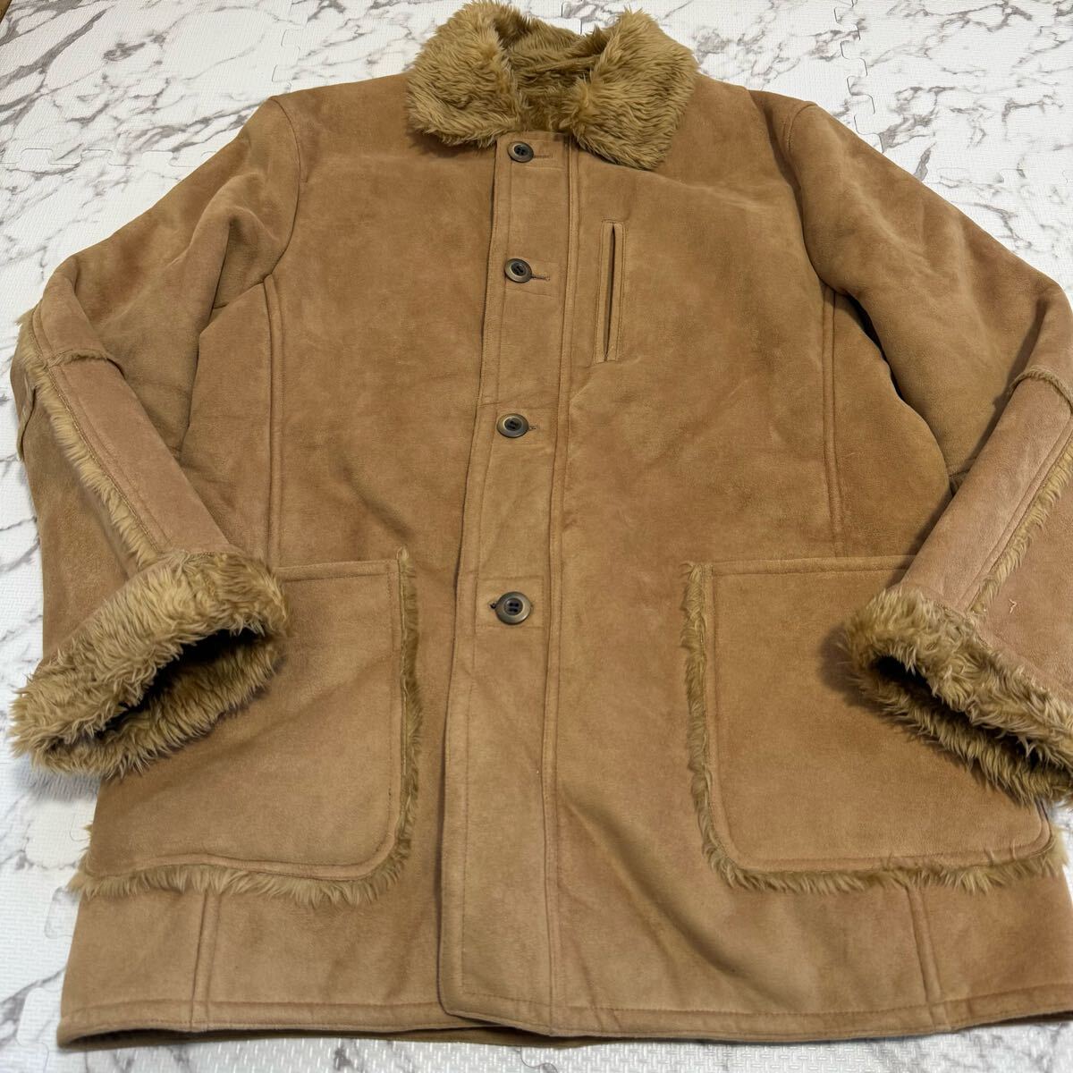 極美品/L/コムサイズム【大人の色気】COMME CA MEN ecoムートンコート ボア ファー 毛皮 極暖 フワフワ◎ ジャケット 極上の肌触り◎ 秋冬_画像2