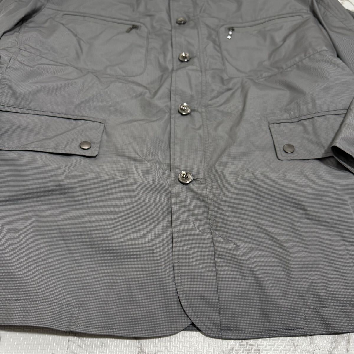 極美品●希少4L!インターメッツォ ダウンジャケット INTERMEZZO ブルゾン 4way ライナー トリコロール 極暖 グレー 微光沢感 フード収納_画像5