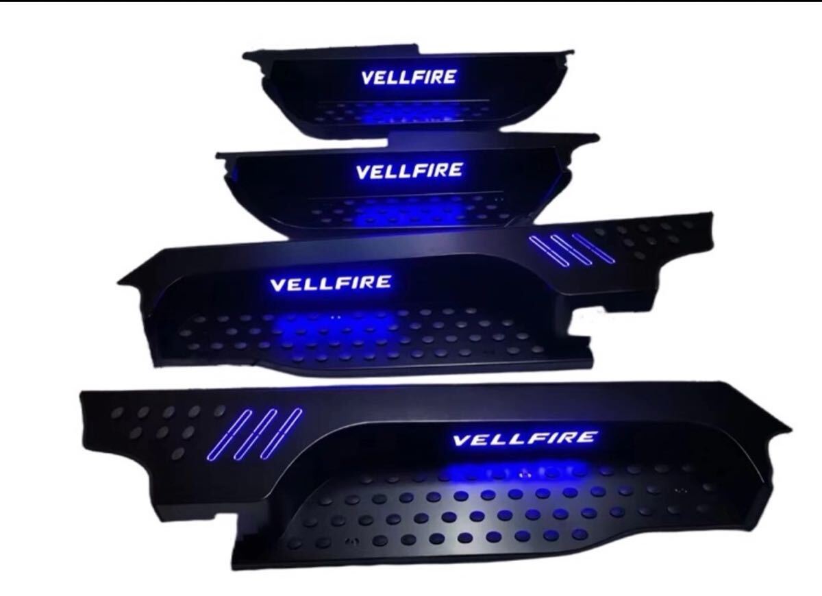 　アルファード ヴェルファイア30系 前後期スカッフプレート ブルーLED 足元照明 すべり止め_画像7