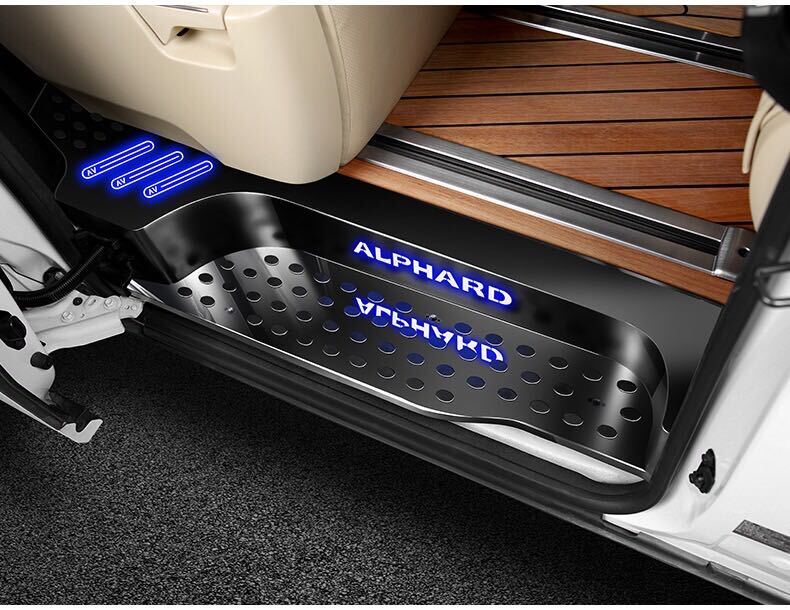 　アルファード ヴェルファイア30系 前後期スカッフプレート ブルーLED 足元照明 すべり止め_画像2