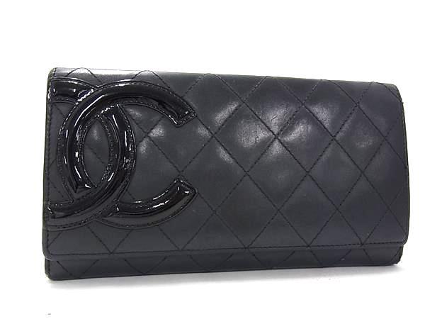 1円 CHANEL シャネル ココマーク カンボンライン レザー 二つ折り 長財布 ウォレット 小銭入れ 札入れ カード入れ ブラック系 FN7915_画像1