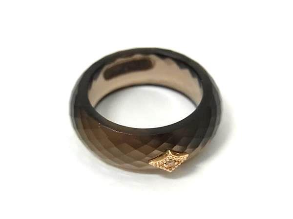 1円 ■美品■ agete アガット K10 10金 リング 指輪 アクセサリー レディース クリアダークブラウン系 FU4303_画像1