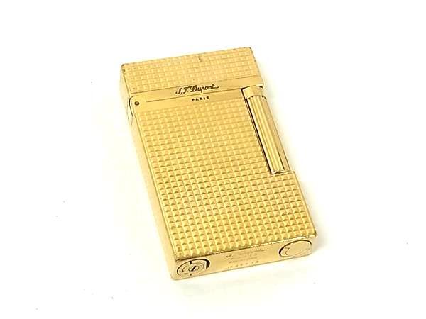 1円 S.T.Dupont エス・テー・デュポン ライン2 ラージ 高級ライター ローラーガスライター 喫煙具 喫煙グッズ ゴールド系 FV3976_画像1