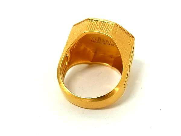 1円 ■美品■ VERSACE ヴェルサーチ メデューサ リング 指輪 アクセサリー 表記サイズ 17 (約16号) メンズ レディース ゴールド系 FV3676_画像2