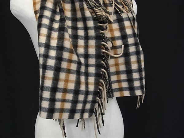 ■極美品■ DAKS ダックス カシミヤ100％ チェック柄 マフラー ストール 防寒具 メンズ レディース ブラック系×ブラウン系 DH1130_画像2