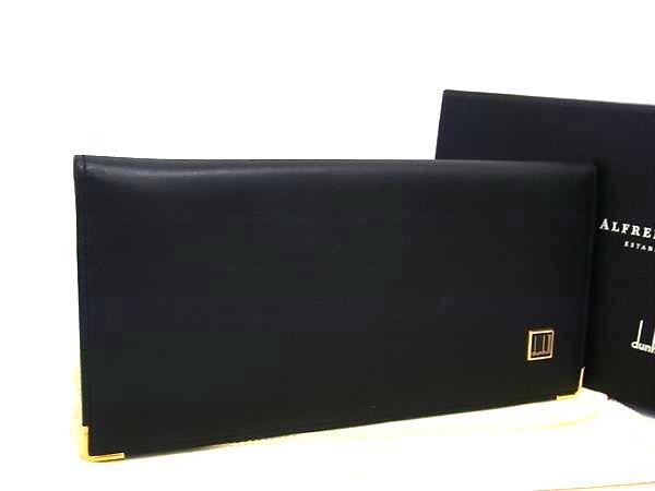 ■新品同様■ dunhill ダンヒル コンフィデンシャル レザー 二つ折り 長財布 ウォレット 札入れ 小銭入れ メンズ ブラック系 BP5534_画像1