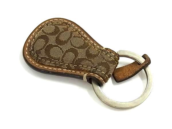 COACH Coach Mini signature парусина брелок для ключа кольцо для ключей очарование оттенок коричневого DJ8787