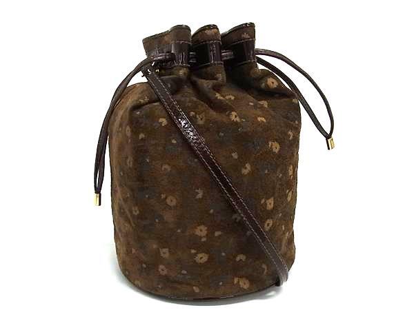 1円 BALLY バリー スエード×レザー 花柄 クロスボディ ショルダーバッグ 斜め掛け レディース ブラウン系 GD0119_画像1