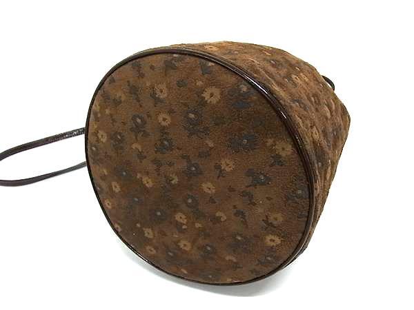 1円 BALLY バリー スエード×レザー 花柄 クロスボディ ショルダーバッグ 斜め掛け レディース ブラウン系 GD0119_画像4