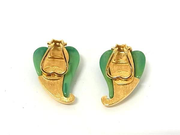 1円 ■美品■ GIVENCHY ジバンシィ クリップ式 イヤリング アクセサリー レディース ゴールド系×グリーン系 FS6838_画像2