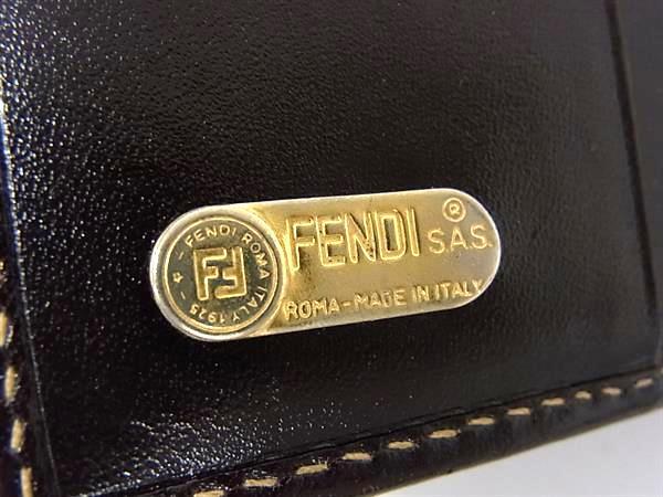 1 иен # прекрасный товар # FENDI Fendi Zucca рисунок Vintage парусина × кожа двойной бумажник бумажник оттенок коричневого FT2912