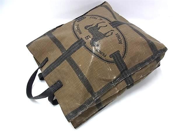 1 иен FENDI Fendi selection задний шланг покрытие парусина × кожа ручная сумочка большая сумка женский мужской оттенок коричневого FU6443