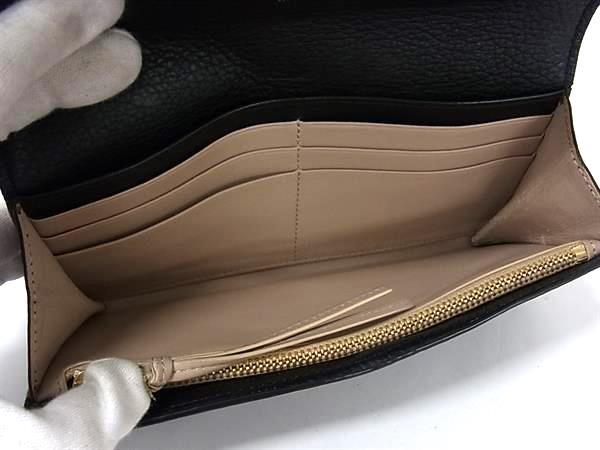 1円 Chloe クロエ アルファベット レザー 二つ折り 長財布 ウォレット 札入れ 小銭入れ カード入れ ブラック系 GD0145_画像4