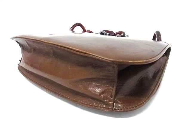 1 иен PRADA Prada кожа пластик цепь сумка на плечо большая сумка плечо .. портфель оттенок коричневого FP9257