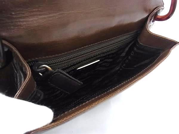1 иен PRADA Prada кожа пластик цепь сумка на плечо большая сумка плечо .. портфель оттенок коричневого FP9257