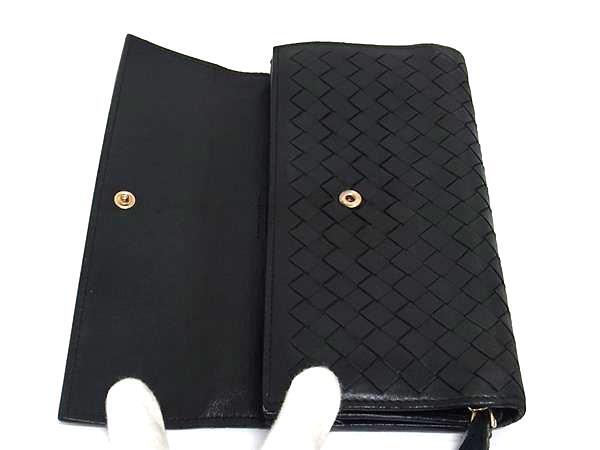 1 иен BOTTEGA VENETA Bottega Veneta сетка кожа складывающийся пополам длинный кошелек бумажник мужской женский оттенок черного FT2873