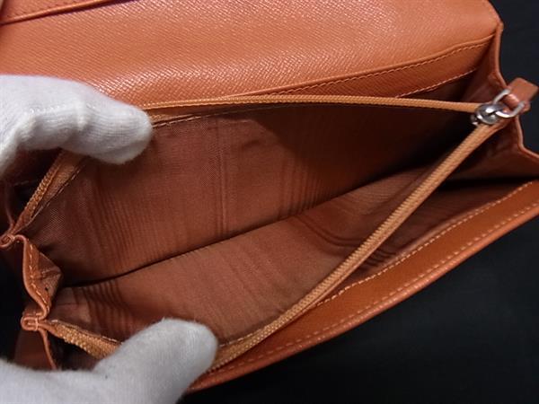1円 ■美品■ CELINE セリーヌ サルキー レザー 二つ折り 長財布 ウォレット 札入れ 小銭入れ レディース オレンジ系 FT3260_画像5
